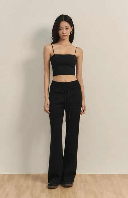 Wide-Waist Drawstring Cotton Flared Pant<br/>寬腰抽繩太空棉喇叭褲