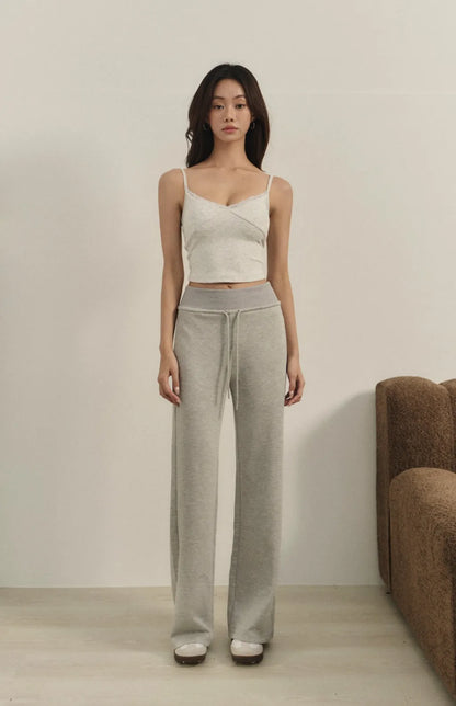 Wide-Waist Drawstring Cotton Flared Pant<br/>寬腰抽繩太空棉喇叭褲