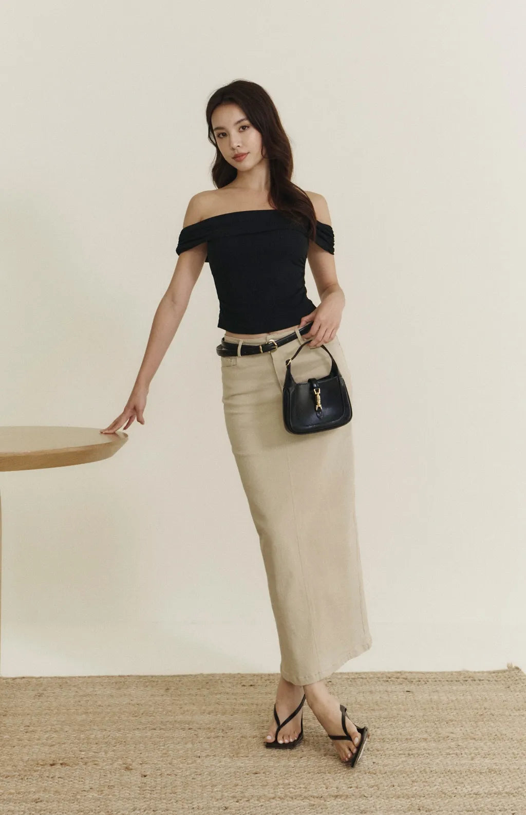 Modal Off-Shoulder Bra Top<br/>莫代爾一字領抓皺Bra Top By Beigy - Milu