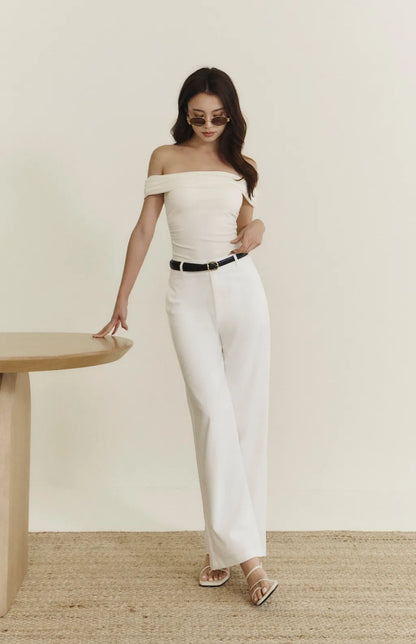 Modal Off-Shoulder Bra Top<br/>莫代爾一字領抓皺Bra Top By Beigy - Milu