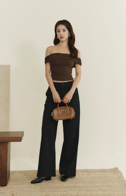 Modal Off-Shoulder Bra Top<br/>莫代爾一字領抓皺Bra Top By Beigy - Milu