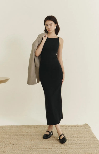Boat Neck Maxi Bra Dress<br/>極簡船型領修身美背Bra Dress By Beigy - Milu