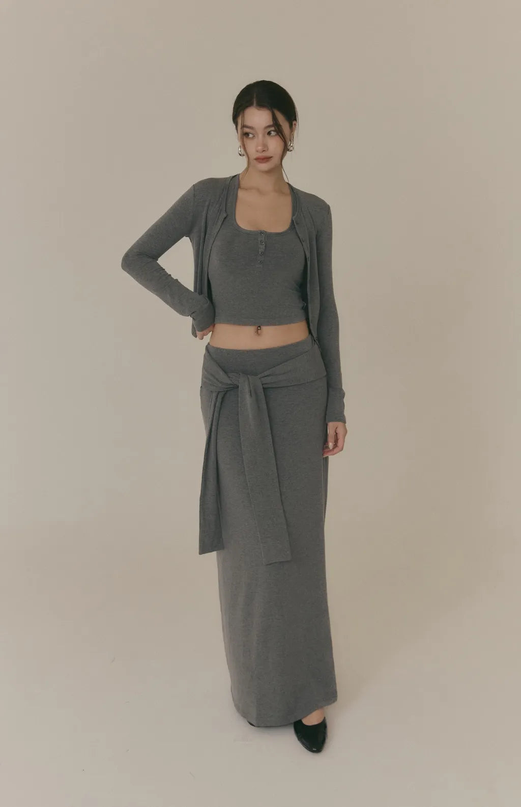 Cozy Wool-Blend Multiway Cardigan<br/>羊毛暖絨多穿排釦外套