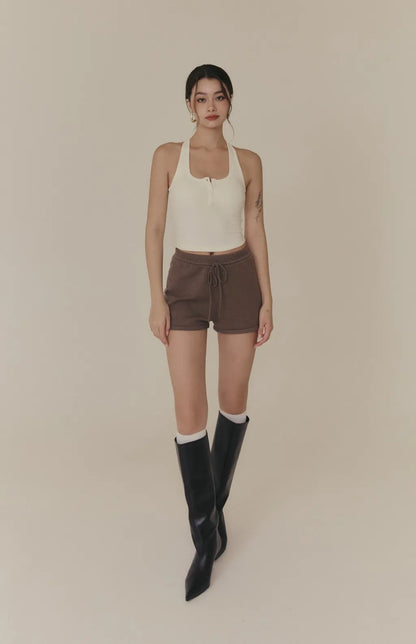 Cozy Wool-Blend Square Neck Button Bra Top<br/>羊毛暖絨方領開釦Bra Top