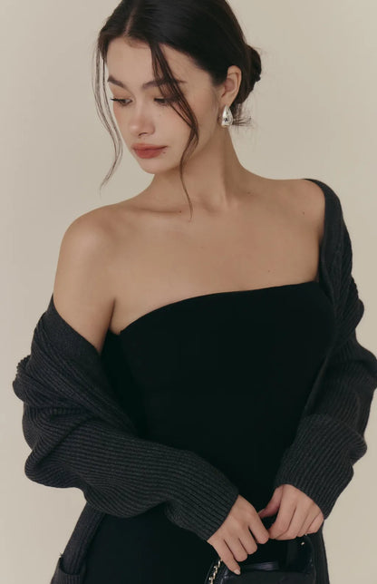 Cozy Wool-Blend Strapless Fishtail Bra Dress<br/>羊毛暖絨平口魚尾Bra Dress