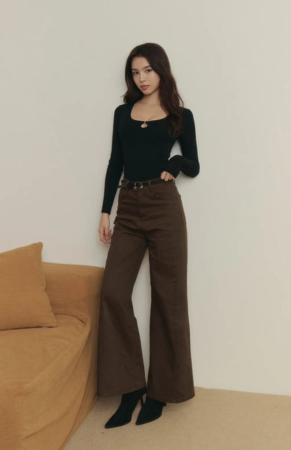 Ring-Button Long-Sleeve Bra Top<br/>心機開釦鏤空磨毛長袖Bra Top