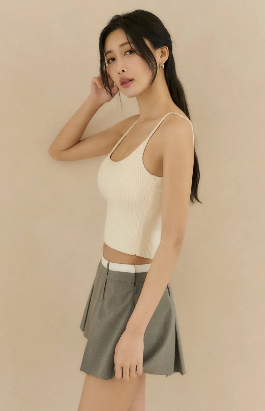 Push Up Knit Spaghetti Strap Bra Top<br/>針織細肩U領Bra Top
