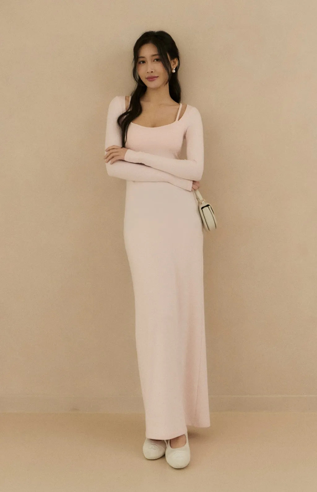 (最後現貨) Tencel Square Neck Layered Slimming Bra Dress<br/>天絲方領假兩件修身Bra Dress -【XS-M】