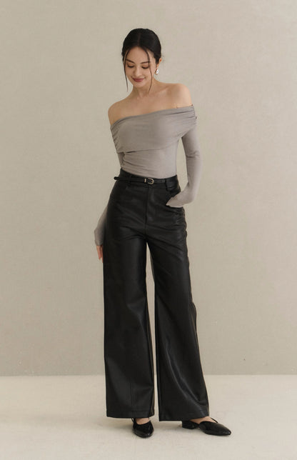 Tailored Faux Leather Pants<br/>極簡挺版皮革長褲