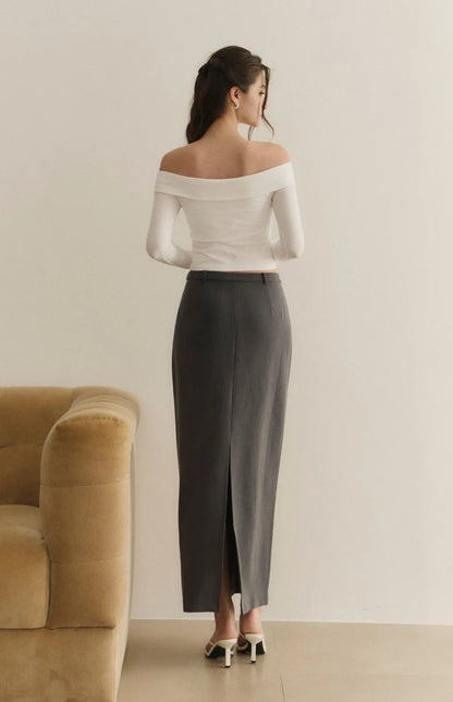 Back Slit Long Tailored Skirt <br/>後開衩西裝長裙