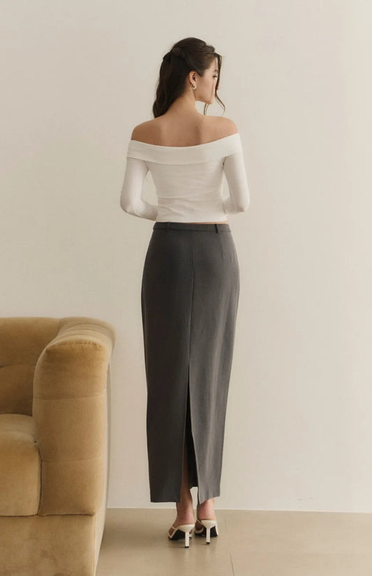 Back Slit Long Tailored Skirt <br/>後開衩西裝長裙