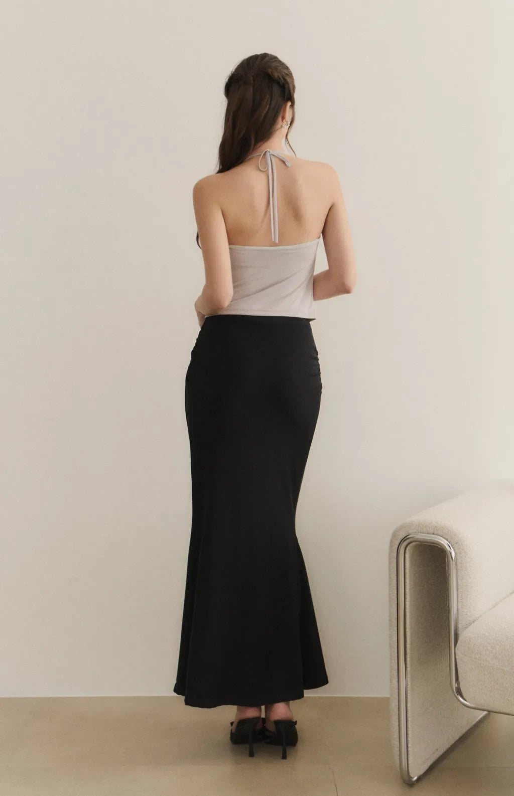 Ruched Lace Draped Tie-Front Bra Top<br/>抓皺蕾絲垂領綁帶Bra Top