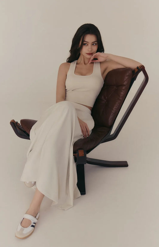 Cloud Stretch A-Line Maxi Skirt<br/>雲感太空棉彈力傘擺長裙