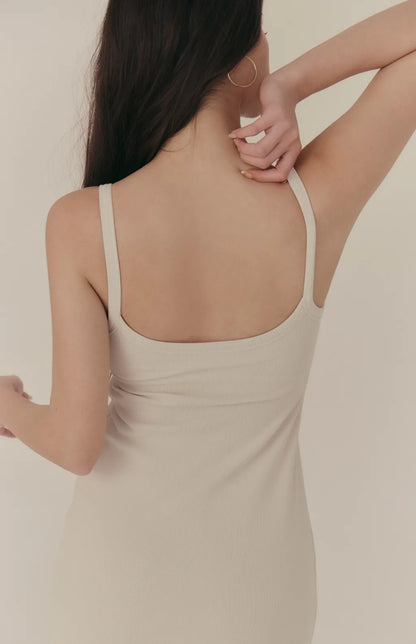 Ribbed U-Neck Bodycon Bra Dress<br/>細肩U領羅紋包臀Bra Dress