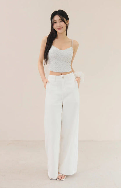 French Ditsy Floral Faux-Layer Bra Top<br/>法式碎花假兩件Bra Top