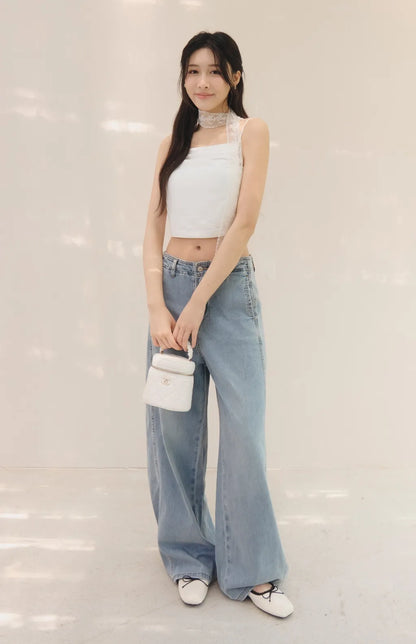 French Off-Shoulder Ruched Bra Top<br/>法式削肩抽皺Bra Top