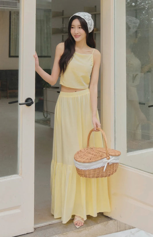 French Off-Shoulder Ruched Bra Top<br/>法式削肩抽皺Bra Top