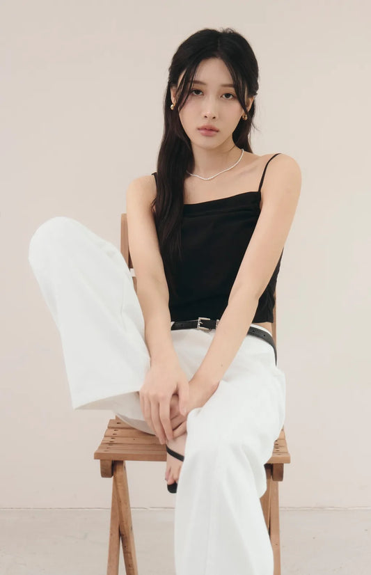 French Off-Shoulder Ruched Bra Top<br/>法式削肩抽皺Bra Top