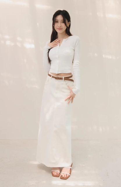 Lace Trim Ribbed Knit Cardigan<br/>針織蕾絲花邊圓領開衫
