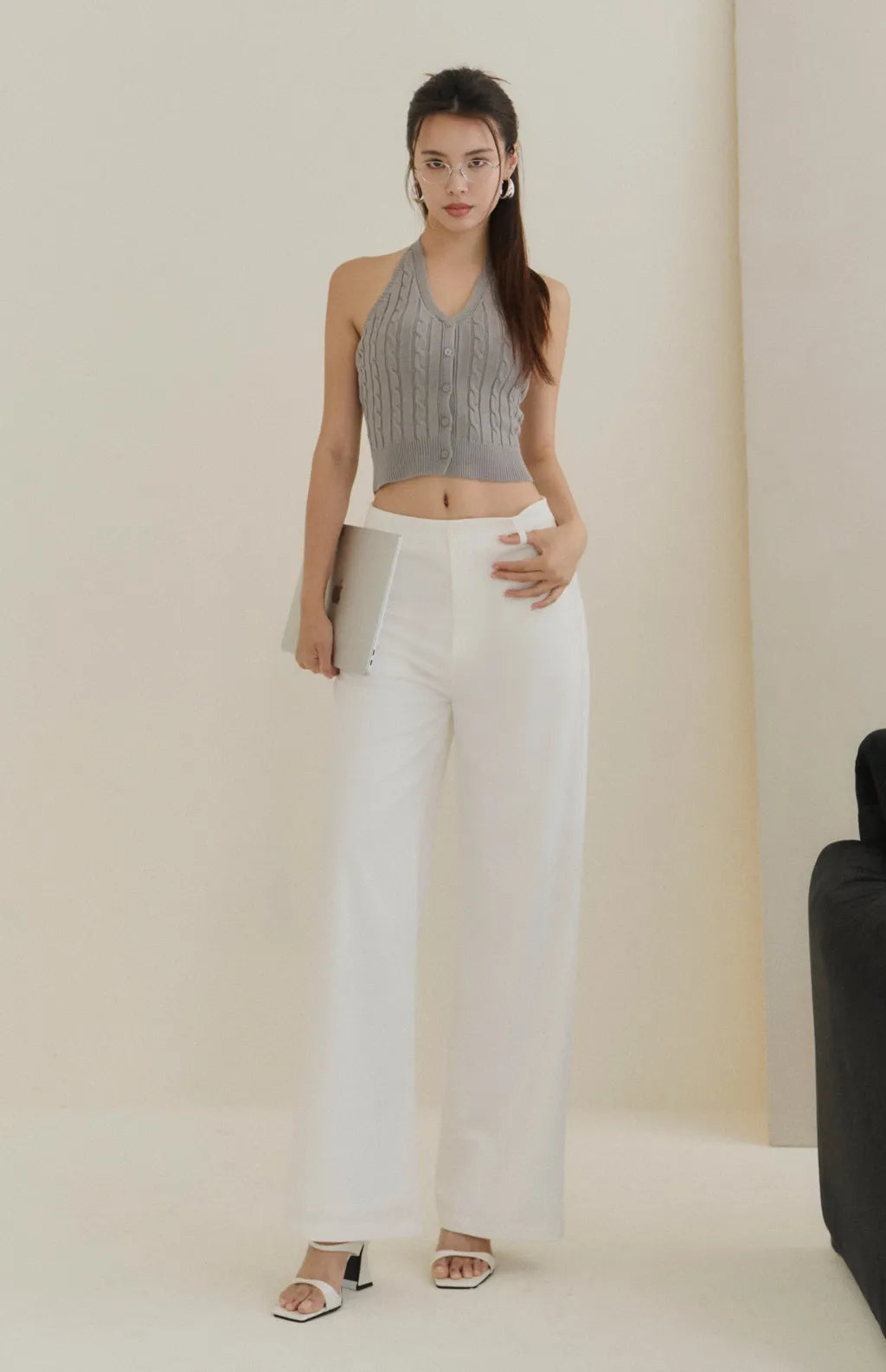 (預購) High-Waist Panelled Wide-Leg Jeans<br/>修身拼接剪裁軟牛仔寬褲