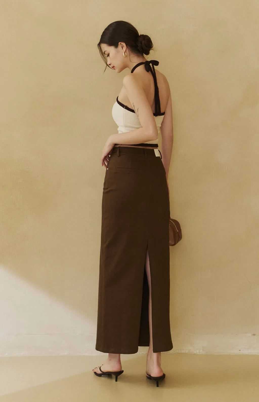 Contrast Knit Halter Bra Top<br/>慵懶法式撞色針織Bra Top
