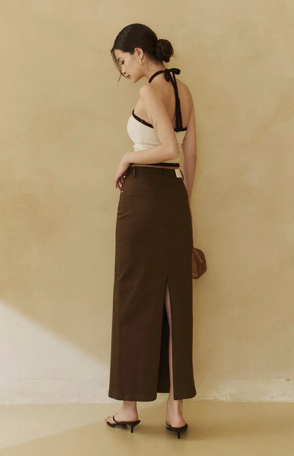 Contrast Knit Halter Bra Top<br/>慵懶法式撞色針織Bra Top