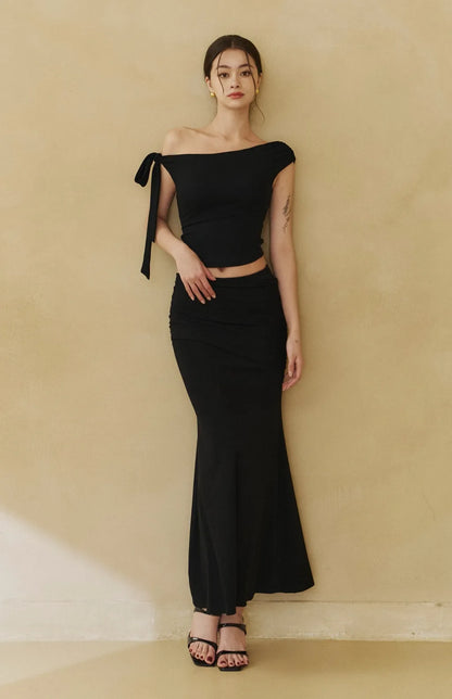 One-Shoulder Ruched Knot Tie Bra Top<br/>單肩抓皺褶綁帶Bra Top