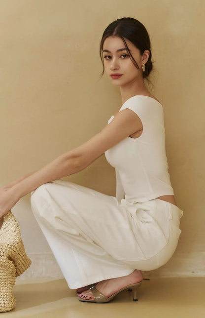 One-Shoulder Ruched Knot Tie Bra Top<br/>單肩抓皺褶綁帶Bra Top