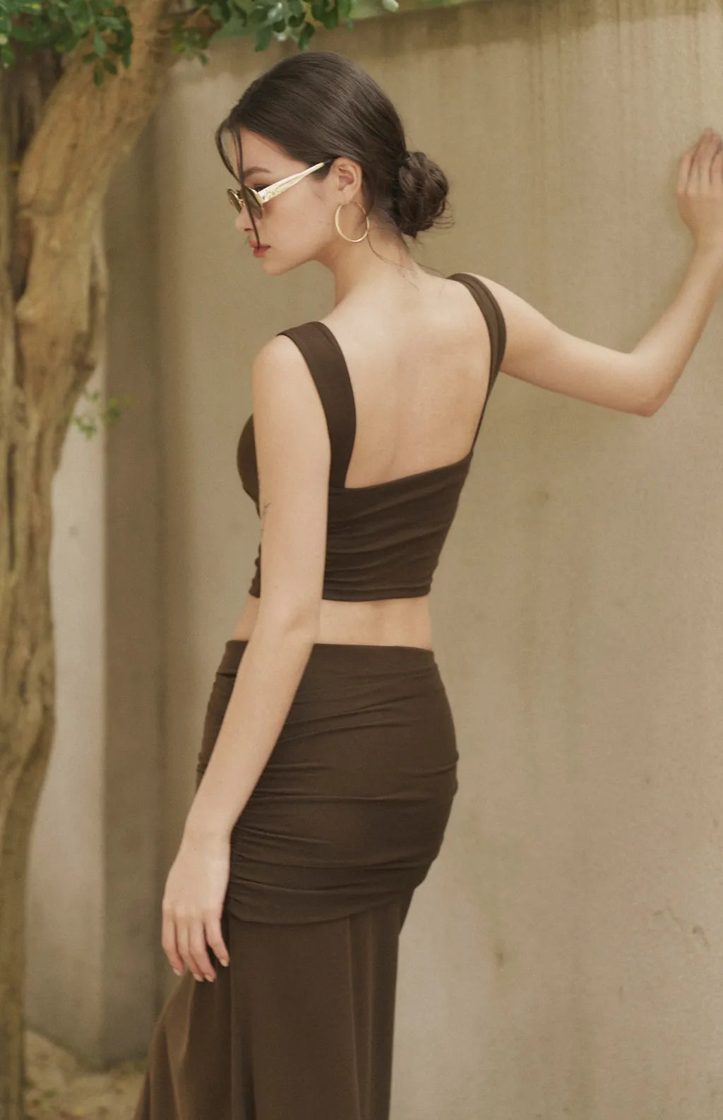 High Stretch Ruched Mermaid Maxi Skirt<br/>高彈垂墜抓皺魚尾裙