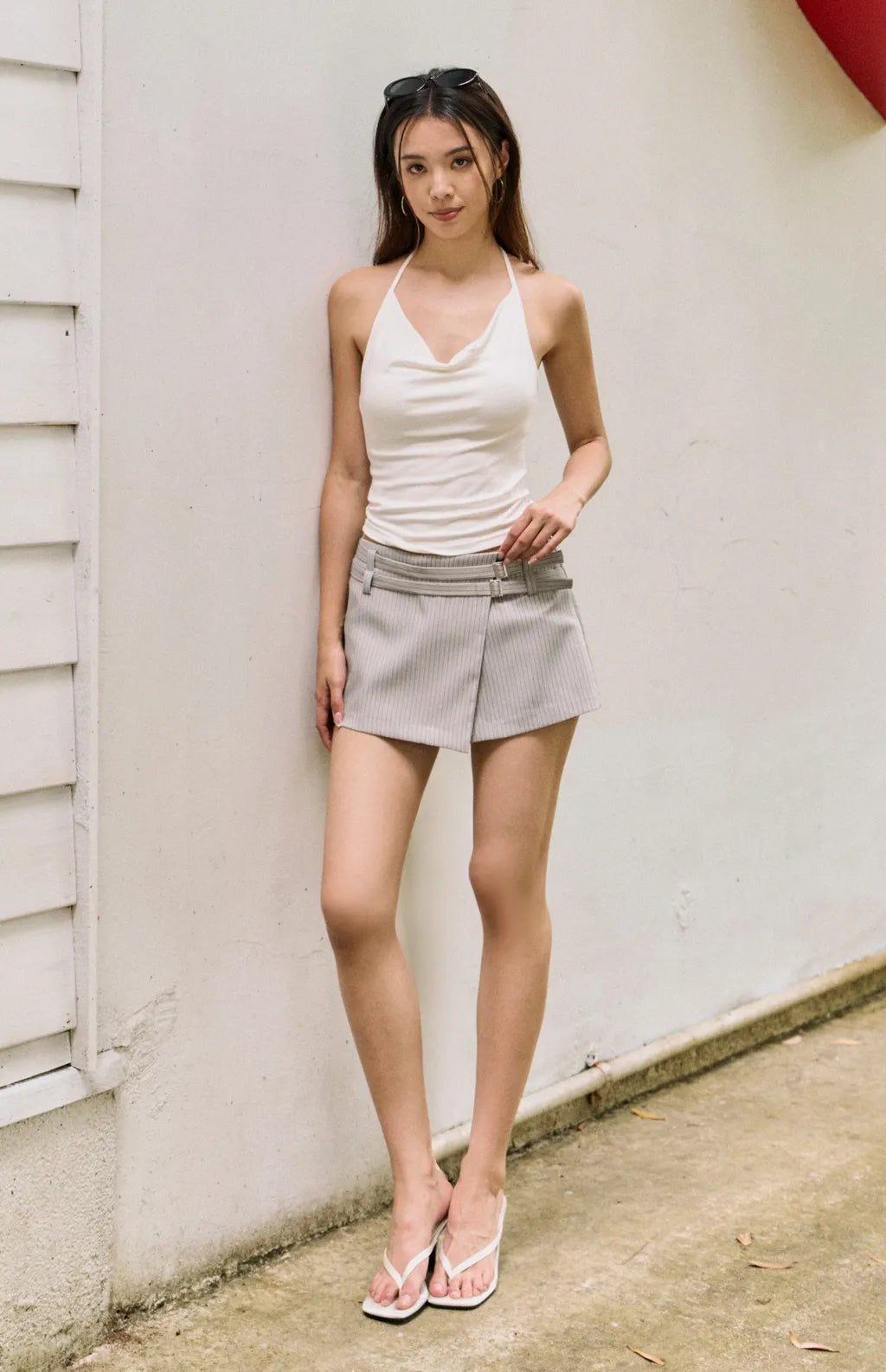 Draped Halter Tie Bra Top<br/>垂領繞脖細肩綁帶Bra Top