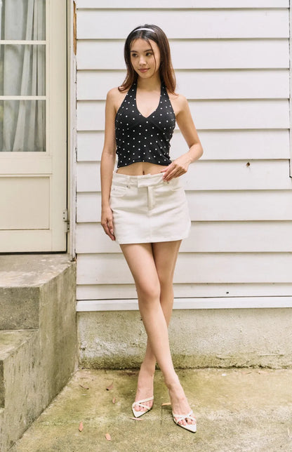 Polka Dot Halter V Neck Bra Top<br/>美式繞脖深V點點Bra Top