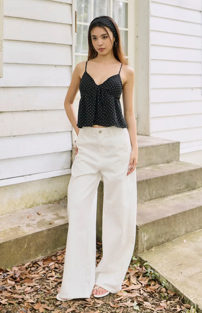 Polka Dot Chiffon Peplum Bra Top with Scarf<br/>美式雪紡點點細肩傘擺Bra Top(附領巾)