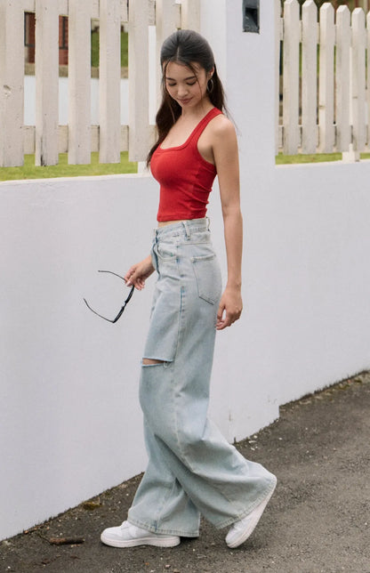 Racerback Square Neck Padded Tank<br/>美式辣妹工字坦克Bra Top