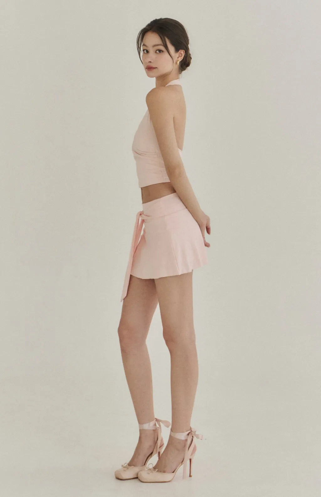 Halter Cross Front Ruched Bra Top<br/>美胸交叉V領抓皺Bra Top