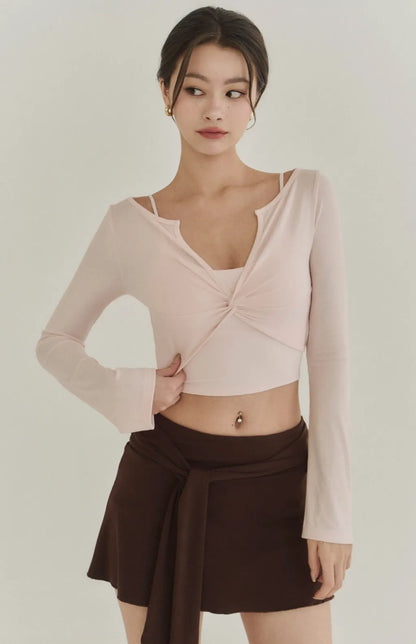 Lyocell Tie-Waist Flared Skort<br/>萊塞爾綁帶傘擺褲裙