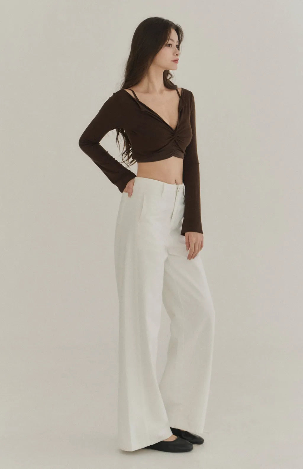 Lyocell Twist Front Lapel Shrug<br/>涼感萊塞爾紐結翻領罩衫