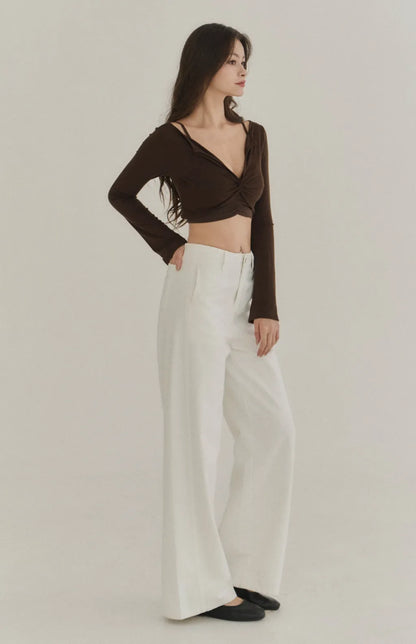 Lyocell Twist Front Lapel Shrug<br/>涼感萊塞爾紐結翻領罩衫