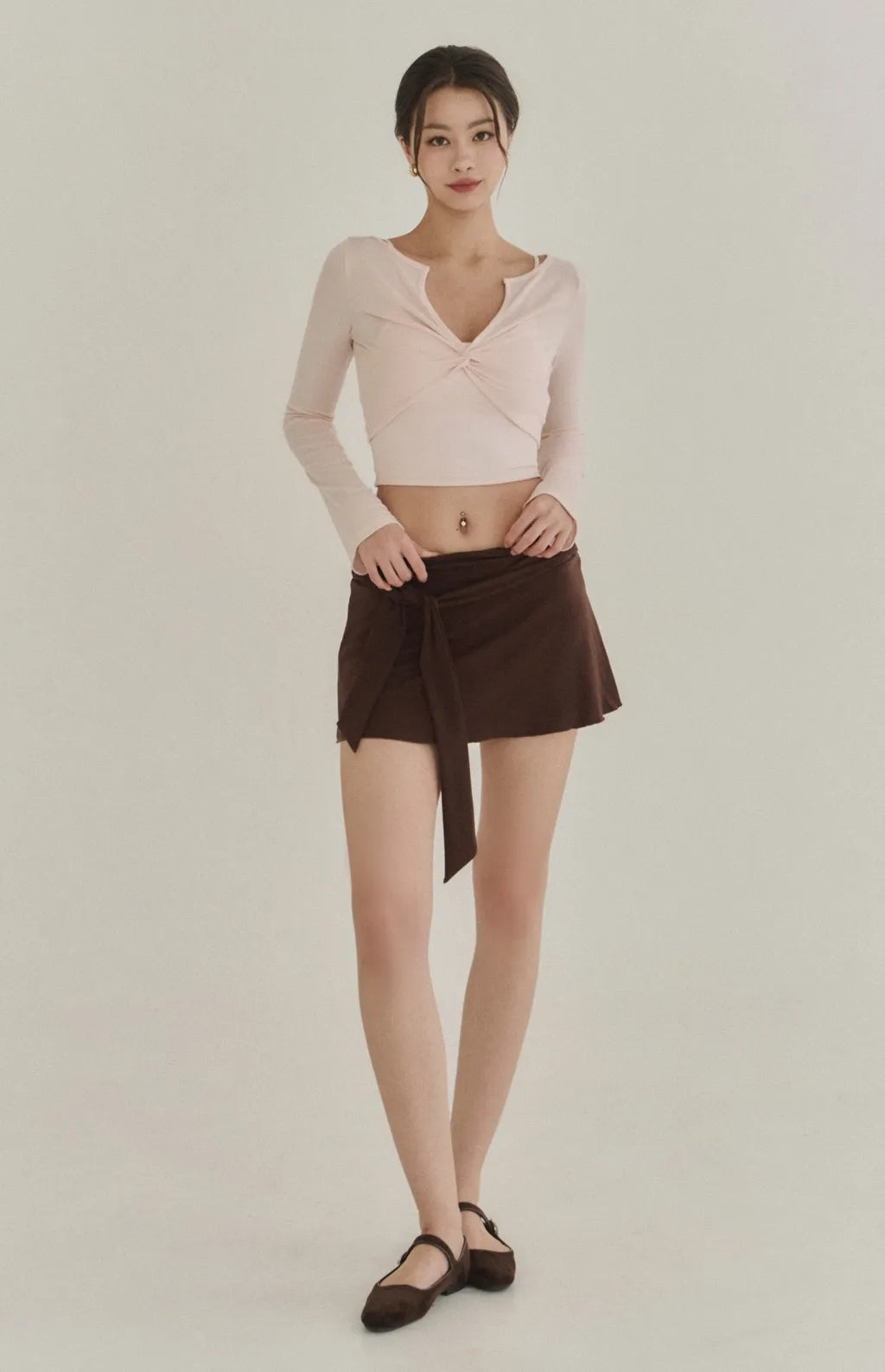 Lyocell Twist Front Lapel Shrug<br/>涼感萊塞爾紐結翻領罩衫