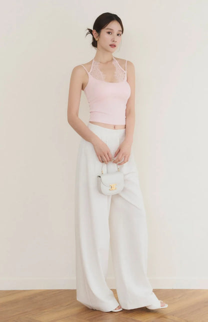 Layered Lace Halter Bra Top<br/>拼接蕾絲綁帶假兩件Bra Top