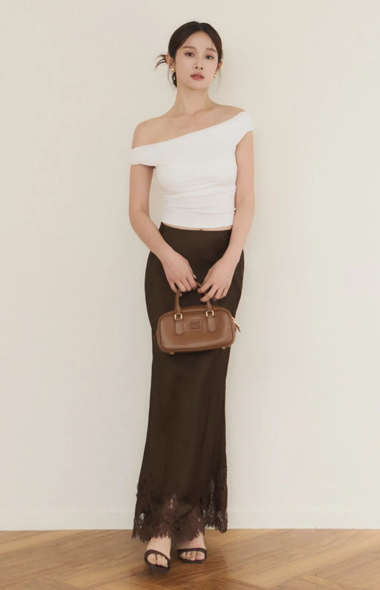 Satin Lace Trim Mermaid Maxi Skirt<br/>緞面蕾絲鑲邊魚尾裙
