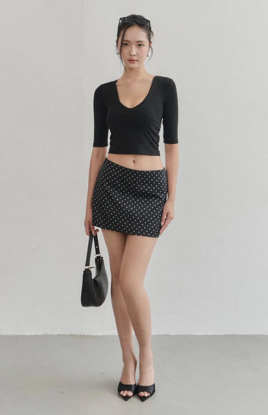 Half-Sleeve V-Neck Bra Top<br/>五分袖美胸V領Bra Top