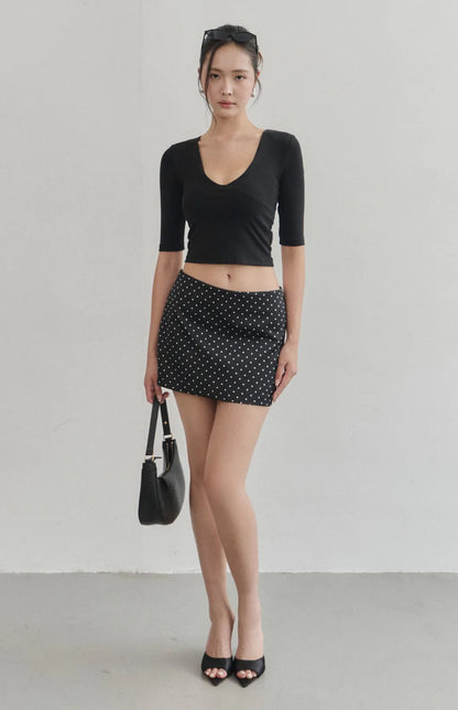 Half-Sleeve V-Neck Bra Top<br/>五分袖美胸V領Bra Top