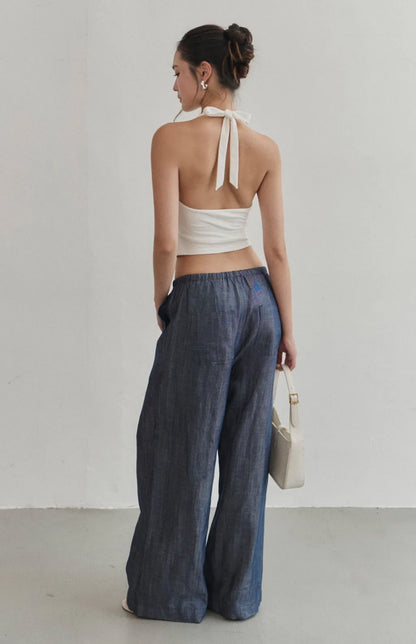 Ruched Plunge Tie-Halter Bra Top<br/>抓皺交叉V領綁帶Bra Top