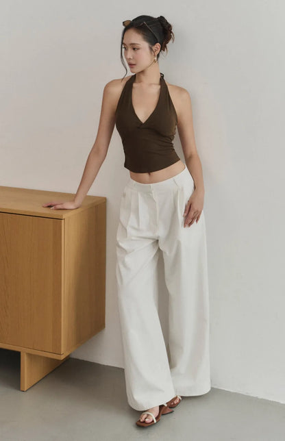 Ruched Plunge Tie-Halter Bra Top<br/>抓皺交叉V領綁帶Bra Top