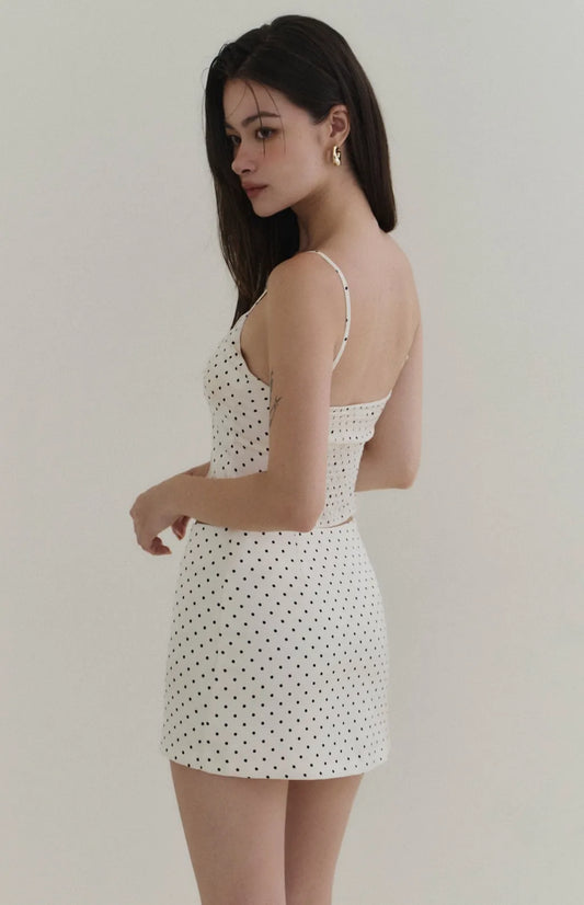 Polka-Dot Satin Mini Skort<br/>波點緞面短褲裙