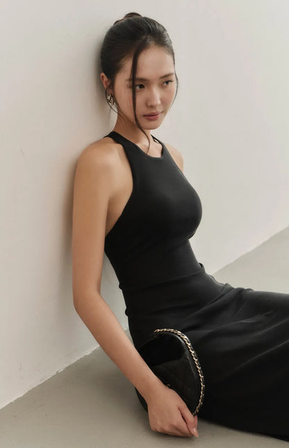 Modal Racerback Halter Maxi Bra Dress<br/>削肩工字美背莫代爾Bra Dress