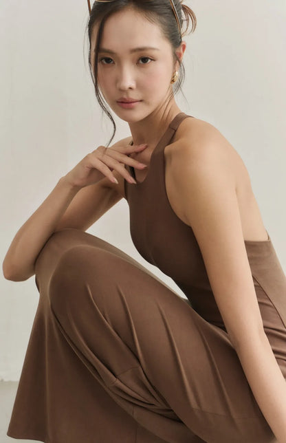 Modal Racerback Halter Maxi Bra Dress<br/>削肩工字美背莫代爾Bra Dress