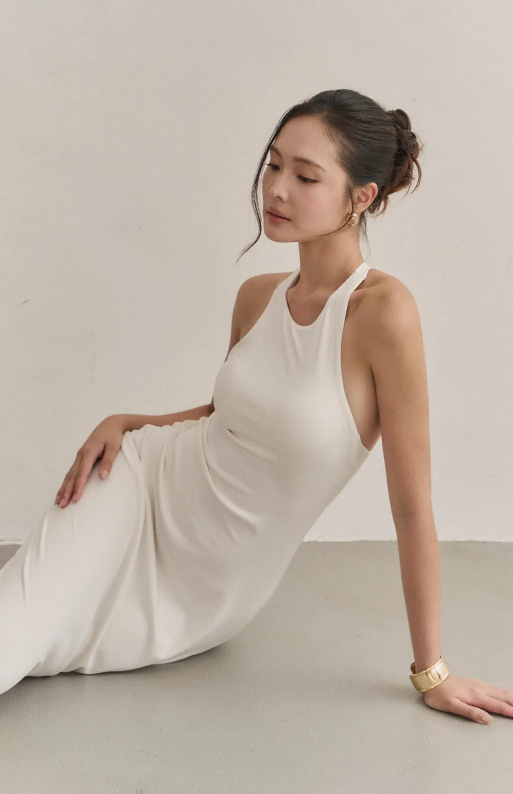 Modal Racerback Halter Maxi Bra Dress<br/>削肩工字美背莫代爾Bra Dress