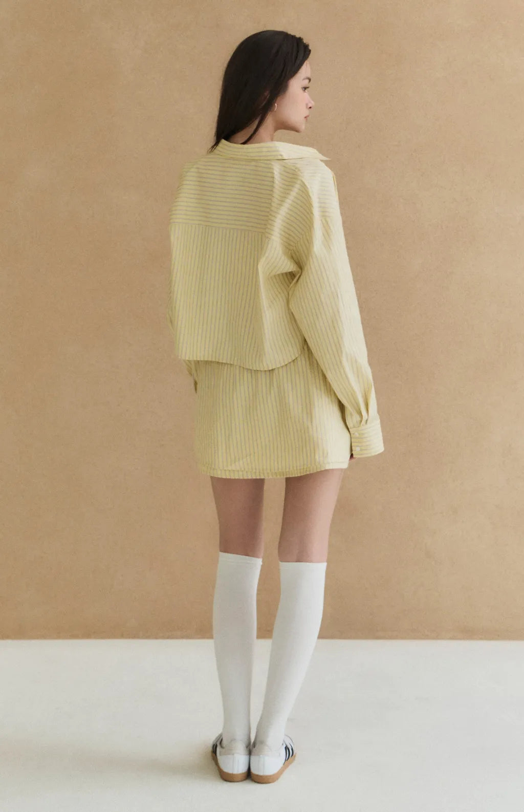 Cropped Boxy Striped Shirt<br/>美式條紋寬鬆短版襯衫