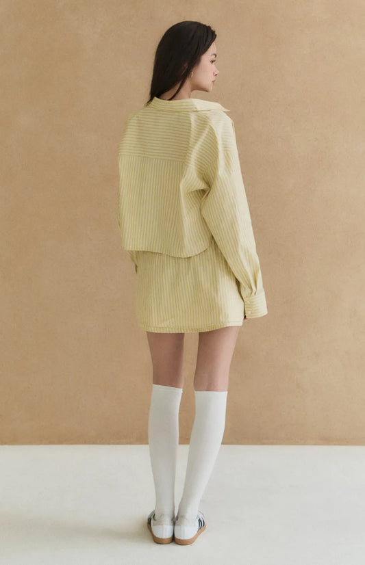 Cropped Boxy Striped Shirt<br/>美式條紋寬鬆短版襯衫